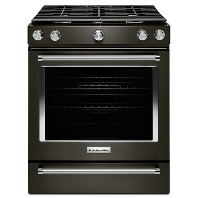 Kitchenaid® 30-Inch 5-Burner Gas Slide-In Convection Range KSGG700EBS