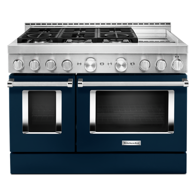 KitchenAid® 48'' Smart Commercial-Style Gas Range with Griddle KFGC558JIB