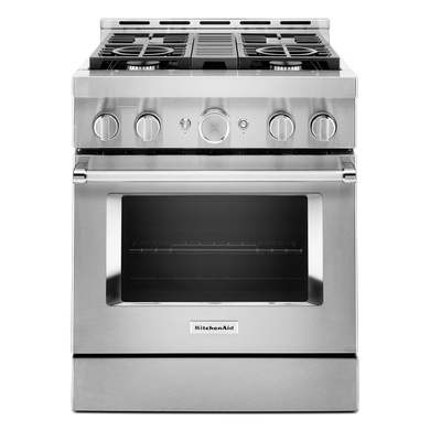 KitchenAid® 30'' Smart Commercial-Style Gas Range with 4 Burners KFGC500JSS