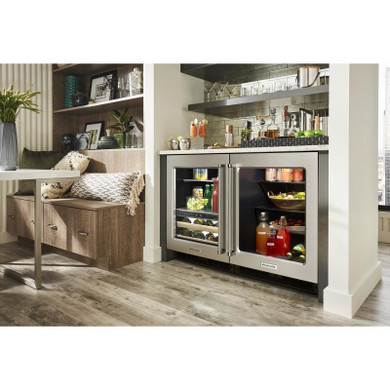 Kitchenaid® 24" Beverage Center with Glass Door and Wood-Front Racks KUBL214KSB