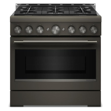 KitchenAid® 36-Inch 6 Burner Commercial-Style Gas Range with No Preheat Air Fry Mode KFGS936SBE