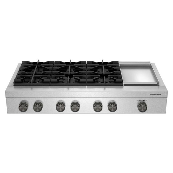 KitchenAid® 48-inch 6-Burner Gas Commercial-Style Rangetop with Griddle KCGK948TSS