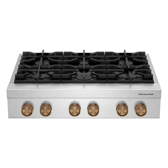 KitchenAid® 36-inch 6-Burner Gas Commercial-Style Rangetop KCGK936TSS
