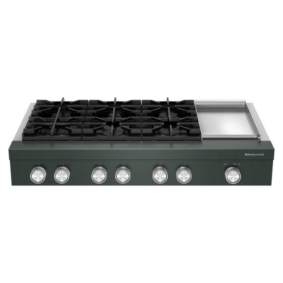 KitchenAid® 48-inch 6-Burner Gas Commercial-Style Rangetop with Griddle KCGK948TJP
