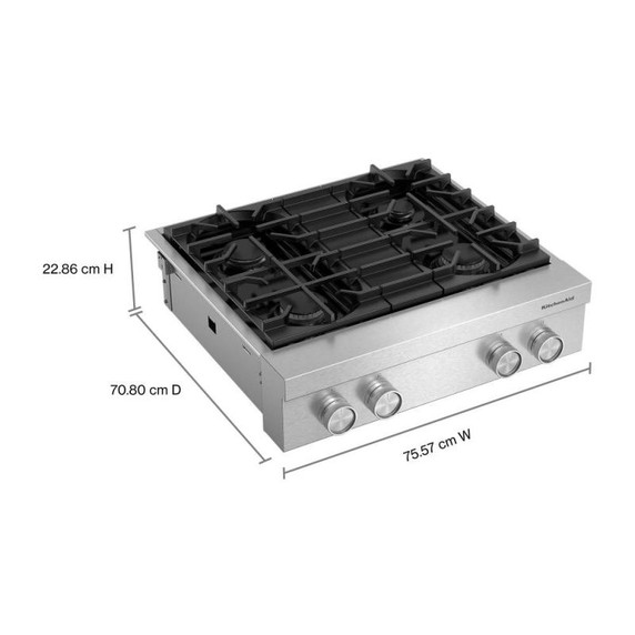 KitchenAid® 30-inch 4-Burner Gas Commercial-Style Rangetop KCGK930TSS