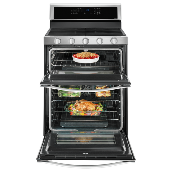 Whirlpool® 6.0 Cu. Ft. Gas Double Oven Range with EZ-2-Lift™ Hinged Grates WGG745S0FS