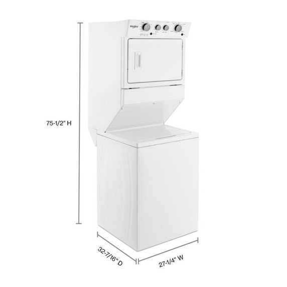 Whirlpool® 4.0 cu.ft I.E.C. Gas Stacked Laundry Center 9 Wash cycles and AutoDry™ WGT4027HW