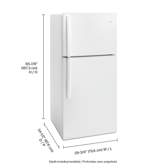 Whirlpool® 30-inch Wide Top Freezer Refrigerator - 19 cu. ft. WRT549SZDW