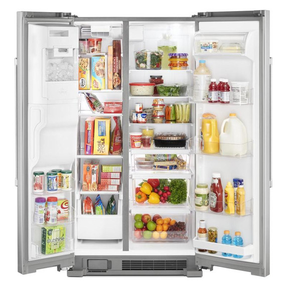 Maytag® 36-Inch Wide Side-by-Side Refrigerator with Exterior Ice and Water Dispenser - 25 Cu. Ft. MSS25C4MGZ Maytag® 36-Inch Wide Side-by-Side Refrigerator with Exterior Ice and Water Dispenser - 25 Cu. Ft. MSS25C4MGZ