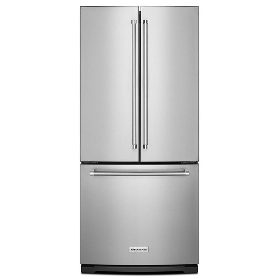 Kitchenaid® 20 cu. Ft. 30-Inch Width Standard Depth French Door Refrigerator with Interior Dispense KRFF300ESS
