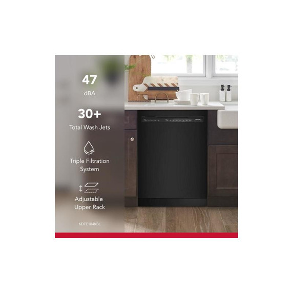 Kitchenaid® 47 dBA Two-Rack Dishwasher with ProWash™ Cycle KDFE104KBL