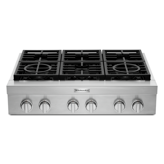 KitchenAid® 36'' 6-Burner Commercial-Style Gas Rangetop KCGC506JSS