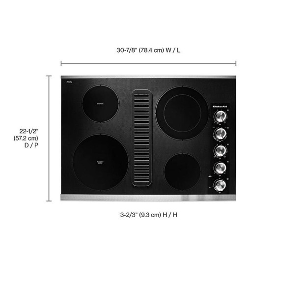 Kitchenaid® 30" Electric Downdraft Cooktop with 4 Elements KCED600GSS
