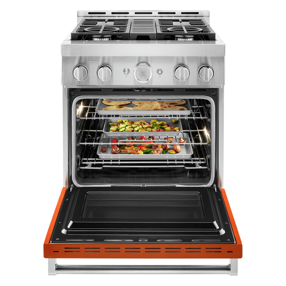 KitchenAid® 30'' Smart Commercial-Style Gas Range with 4 Burners KFGC500JSC