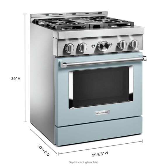 KitchenAid® 30'' Smart Commercial-Style Gas Range with 4 Burners KFGC500JMB