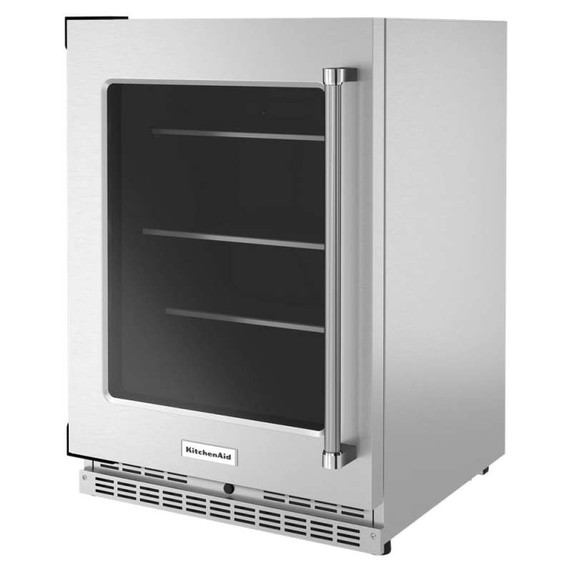 Kitchenaid® 24" Undercounter Refrigerator with Glass Door and Shelves with Metallic Accents KURL314KSS