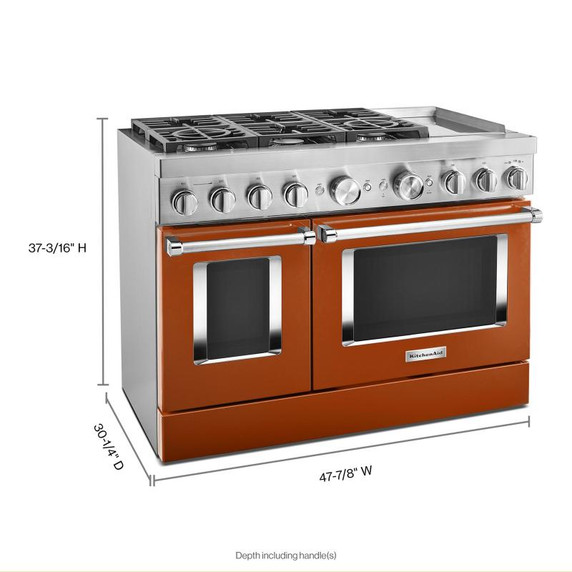 KitchenAid® 48'' Smart Commercial-Style Dual Fuel Range with Griddle KFDC558JSC