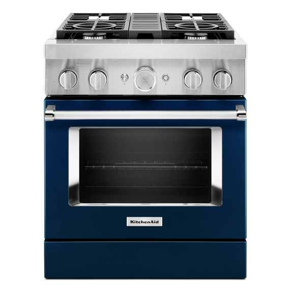 KitchenAid® 30'' Smart Commercial-Style Dual Fuel Range with 4 Burners KFDC500JIB