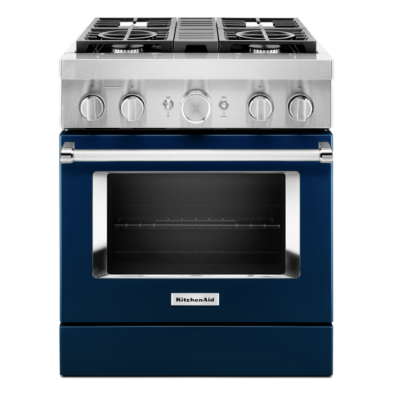 KitchenAid® 30'' Smart Commercial-Style Dual Fuel Range with 4 Burners KFDC500JIB