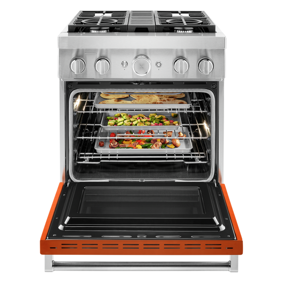 KitchenAid® 30'' Smart Commercial-Style Dual Fuel Range with 4 Burners KFDC500JSC