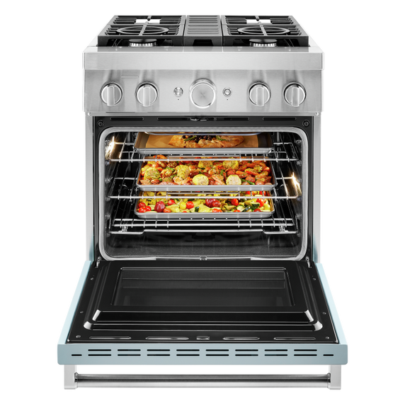 KitchenAid® 30'' Smart Commercial-Style Dual Fuel Range with 4 Burners KFDC500JMB