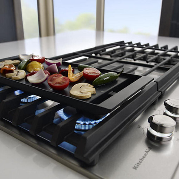 Kitchenaid® 36" 5-Burner Gas Cooktop with Griddle KCGS956ESS