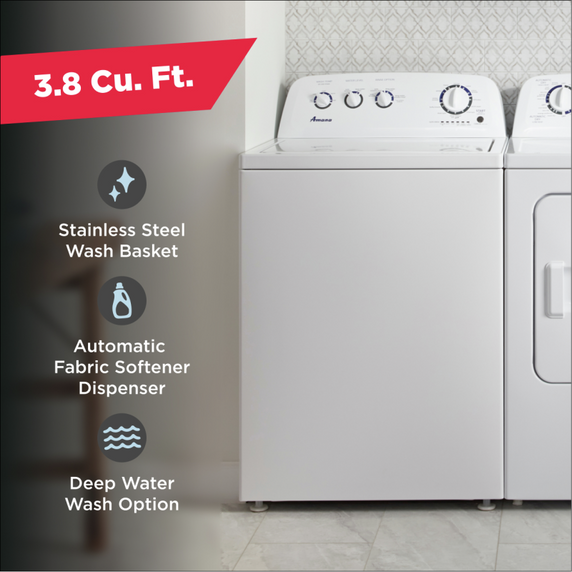 Amana® 4.4 cu. ft. Top-Load Washer with High Efficiency Agitator NTW4519JW