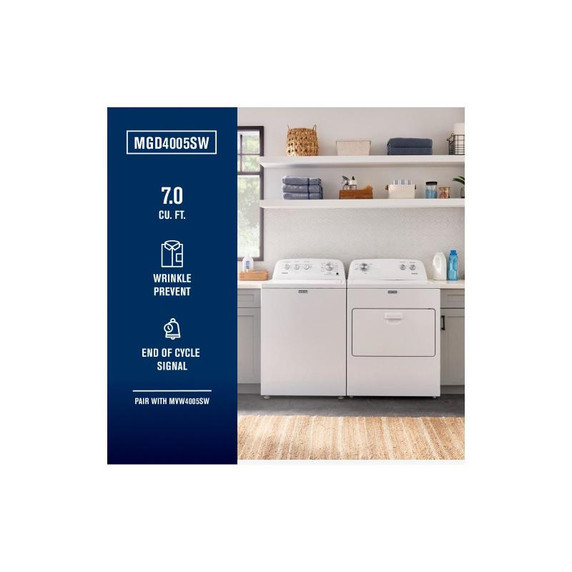 Maytag® Top Load Gas Wrinkle Prevent Dryer - 7.0 cu. ft. MGD4005SW