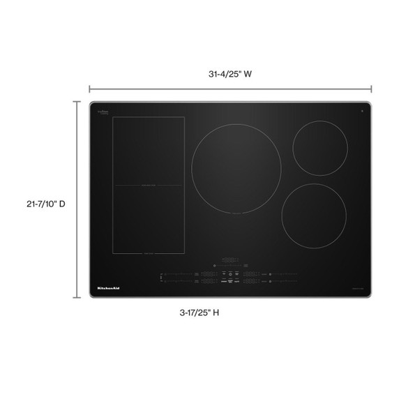 Kitchenaid® 30" Temp Cook™ Induction Cooktop with 5 Cooking Zones KCIT730SSS