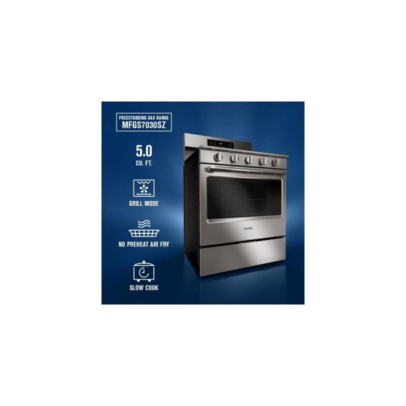 Maytag® 30-Inch Wide Freestanding Gas Range with Grill Mode and No Preheat Air Fry - 5.0 Cu. Ft. MFGS7030SZ