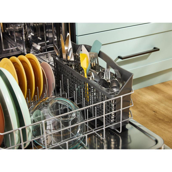 Whirlpool® 24-Inch Dishwasher with Total Coverage Wash Action and Auto Open Air Dry in Fingerprint Resistant Black Stainless WDTS8024SV