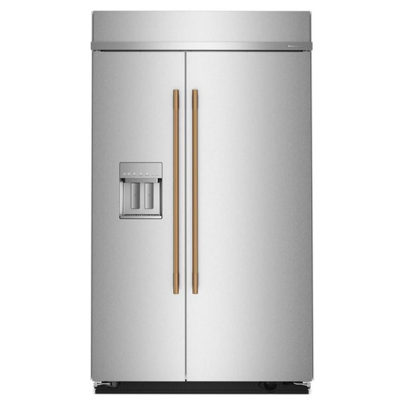 Kitchenaid® 29.4 Cu. Ft. 48" Built-In Side-by-Side Refrigerator features Exterior Water and Ice Dispenser with Measured Fill KBSD748SPS