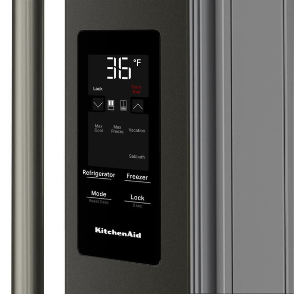 Kitchenaid® 29 cu. ft. French Door Refrigerator with Exterior Water and Ice and FreshChill™ Full-Width Refrigerated Drawer KRMF436SBE