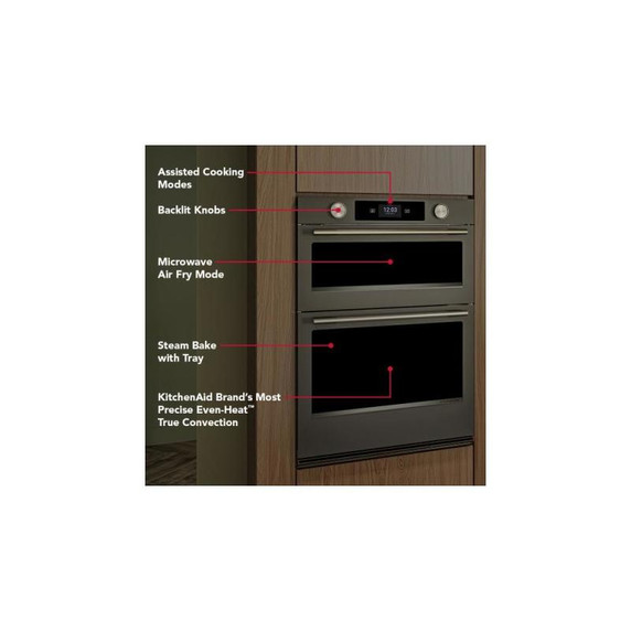 Kitchenaid® 30-inch Smart Electric Combo Wall Oven with Assisted Cooking Modes - Black Ore KOEC730SBE