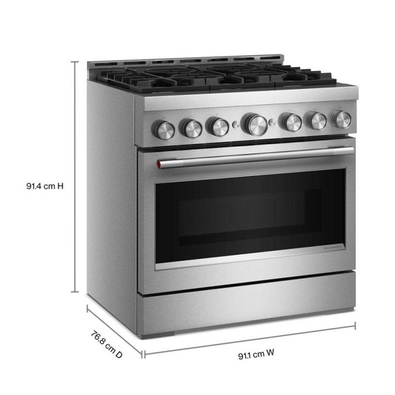 KitchenAid® 36-Inch 6 Burner Commercial-Style Gas Range with No Preheat Air Fry Mode KFGS936SSS