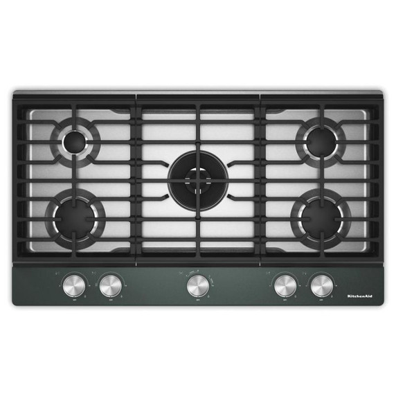 KitchenAid® 36  in. Gas Cooktop with 5 Burners and Integrated Wok Grate KCGK536SJP