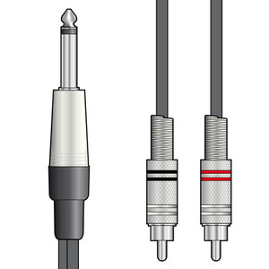 6.3mm Mono Male To 2x RCA Male | Available In 1.5m & 3m 6.3mm Mono Male To 2x RCA Male | Available In 1.5m & 3m