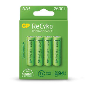 AA 4pk | 2600mAh Rechargeable | GP ReCyko AA 4pk | 2600mAh Rechargeable | GP ReCyko