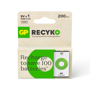 9V 1pk | 150mAh Rechargeable | GP ReCyko 9V 1pk | 150mAh Rechargeable | GP ReCyko