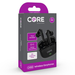 Core Wireless Earphones | Black | 'C450' Core Wireless Earphones | Black | 'C450'