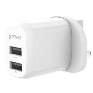 Groov-e Dual USB-A 12W Wall Charger | GVMA103WE
