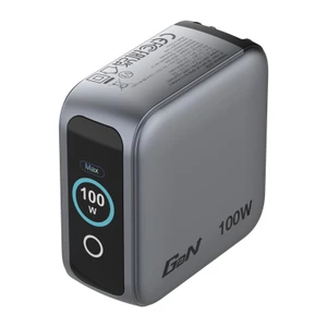 Verbatim Mini GaN Charger 100W With Display, 100W 3-Port + 100W USB-C to USB-C Cable | 30239