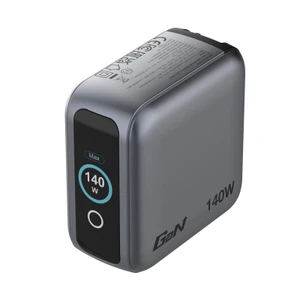Verbatim Mini GaN Charger 140W With Display, 140W 4-Port + 140W USB-C to USB-C Cable | 30240