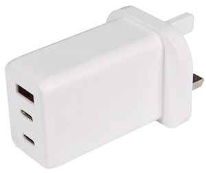 USB GaN Wall Charger | 2x USB-C & USB-A | 65W Max USB GaN Wall Charger | 2x USB-C & USB-A | 65W Max