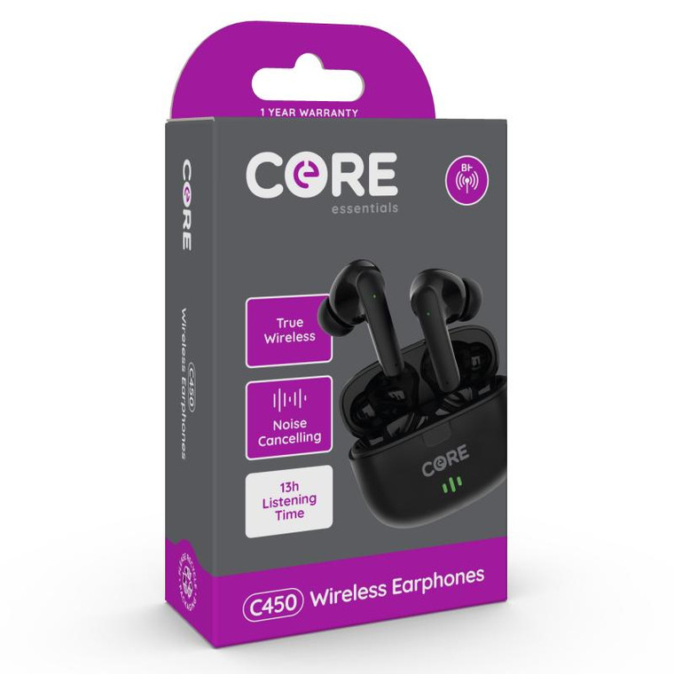 Core Wireless Earphones | Black | 'C450'