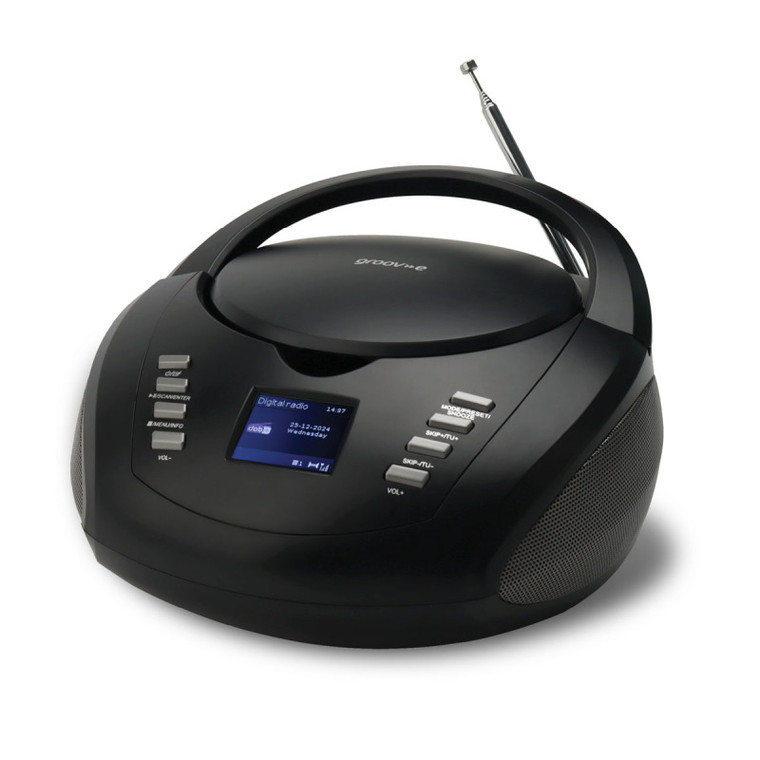 Groov-e DAB Boombox Portable CD Player with DAB/FM Radio | Black | 'GVPS763BK'