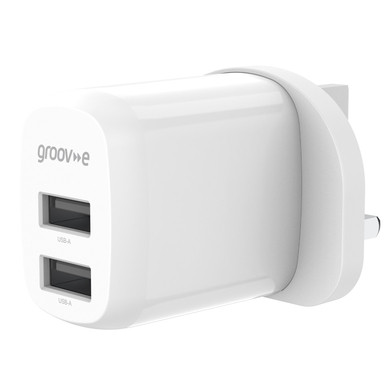 Groov-e Dual USB-A 12W Wall Charger | GVMA103WE