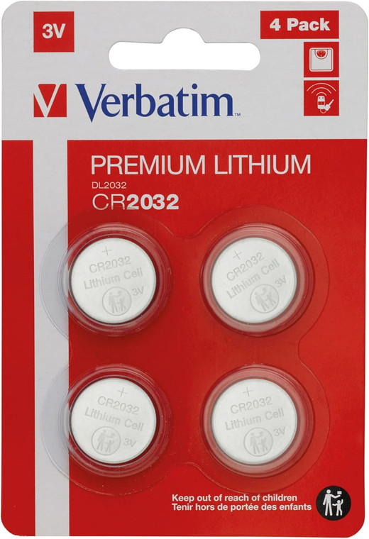 Verbatim CR2032 Battery Lithium 3V 4 Pack