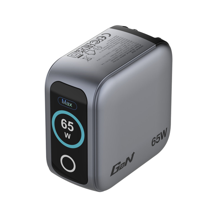 Verbatim Mini GaN Charger with Display, 65W 3-Port + 60W USB-C to USB-C Cable | 30238