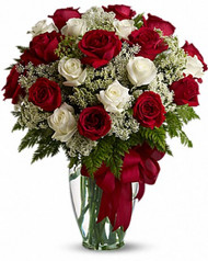 Classic Red Rose & White Lily Bouquet